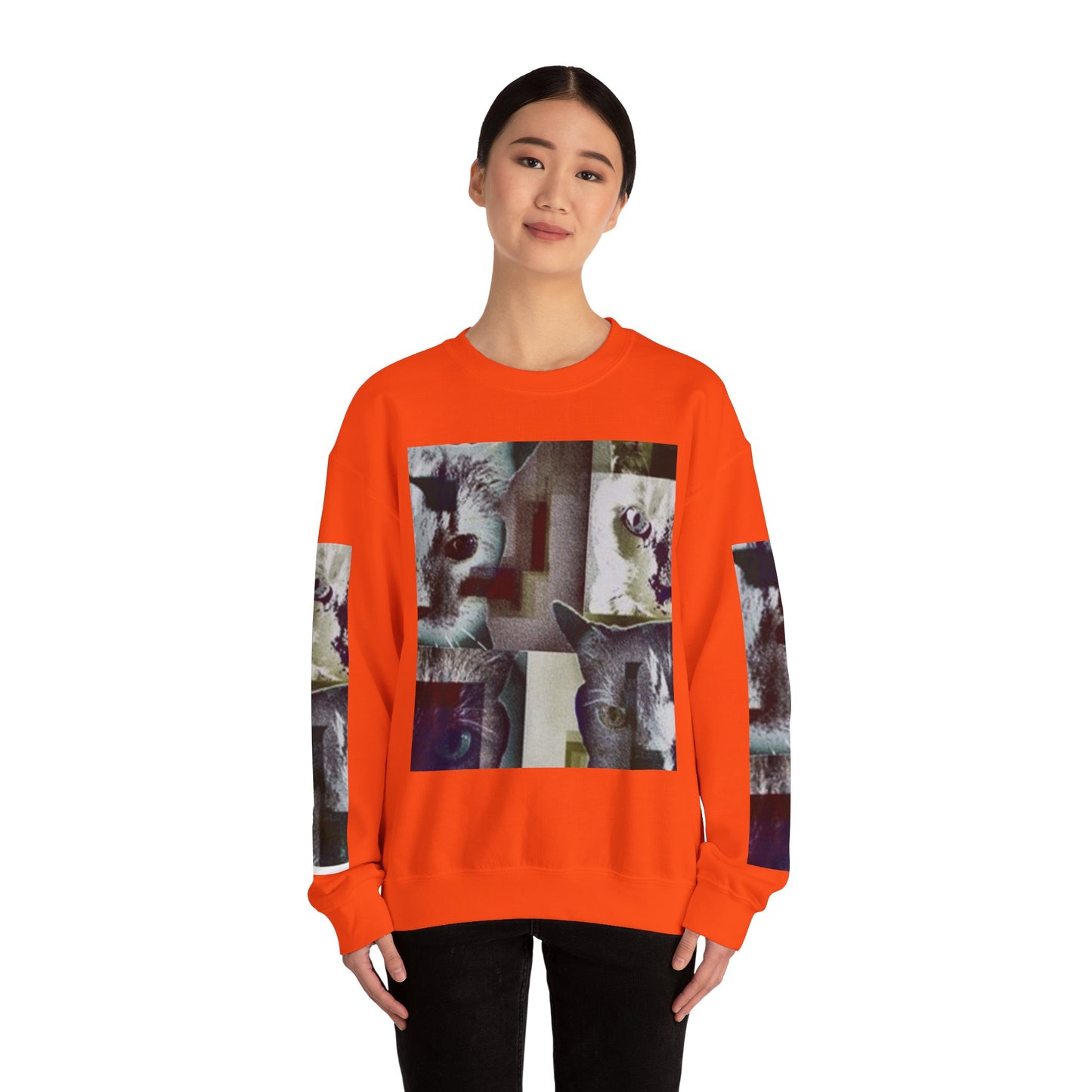 Cozy Cat Lover Crewneck Sweatshirt - Artistic Feline Design