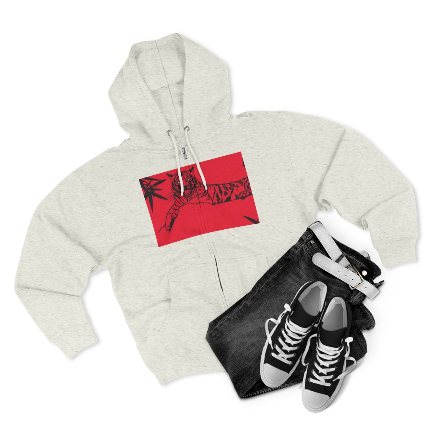 Cool Tiger Graphic Unisex Zip Hoodie - Trendy Streetwear for Animal Lovers