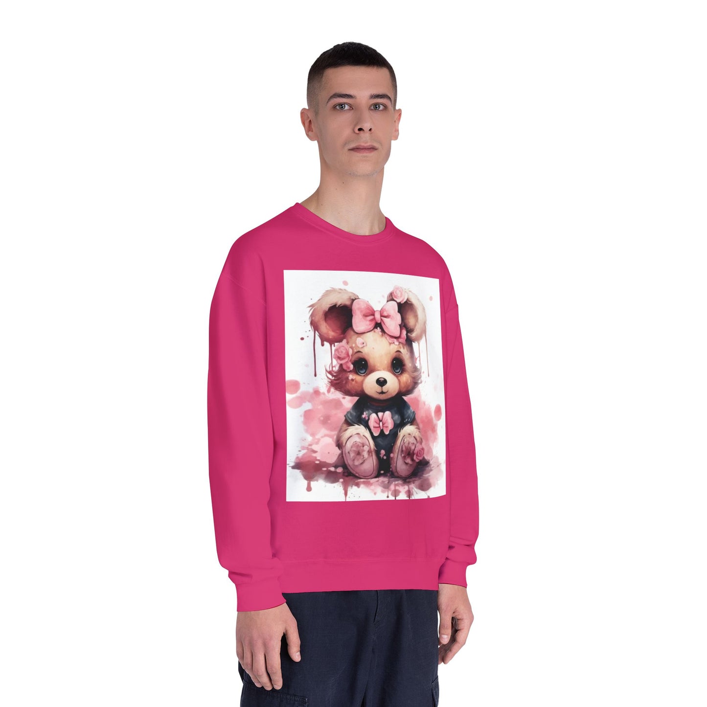 Cute Floral Bear Crewneck Sweatshirt - Cozy Unisex Apparel