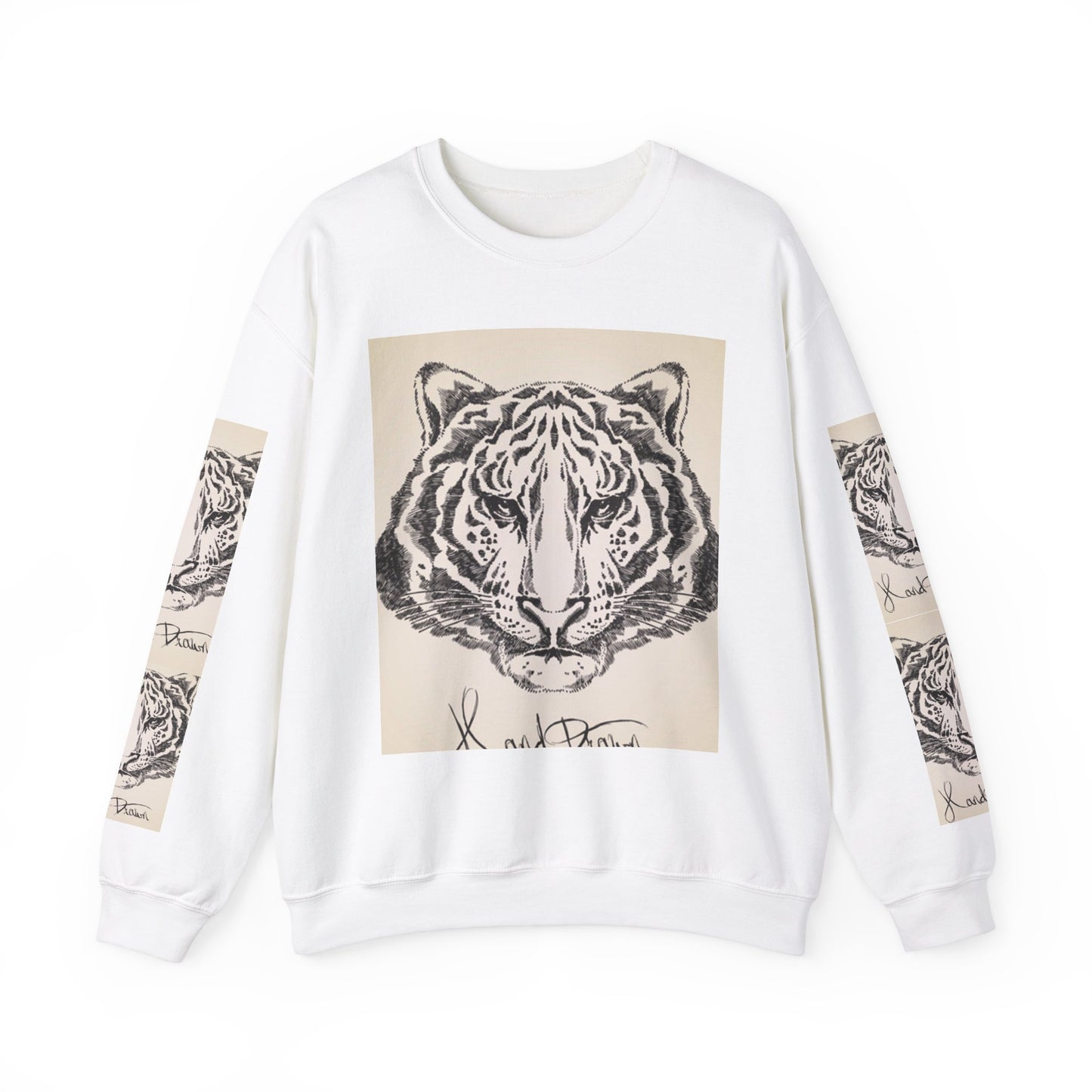 Artistic Tiger Print Crewneck Sweatshirt – Unisex Heavy Blend