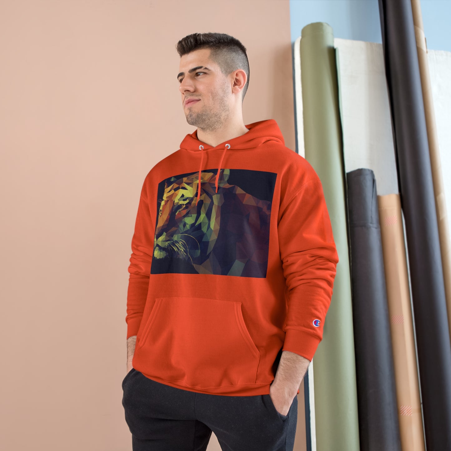Champion Hoodie with Abstract Tiger Design - Perfect for Animal Lovers