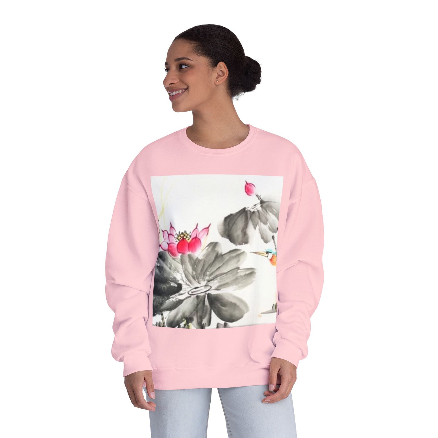 Lotus Blossom Unisex Crewneck Sweatshirt - Cozy Botanical Art Design