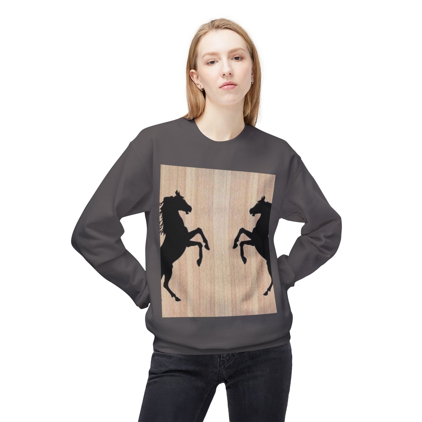 Equestrian Silhouette Fleece Sweatshirt - Perfect for Horse Lovers