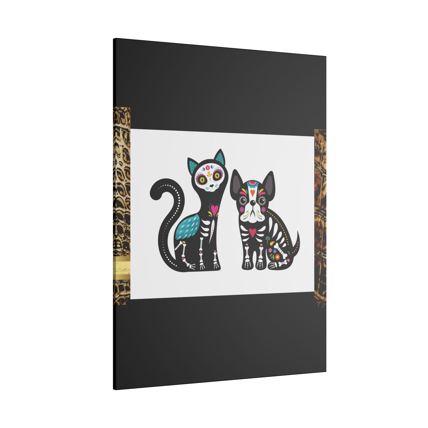 Day of the Dead Pet Canvas Art - Colorful Cat and Dog Wall Decor