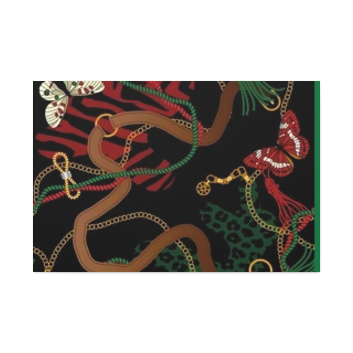 Elegant Matte Canvas Wall Art - Unique Mixed Pattern with Butterflies & Chains