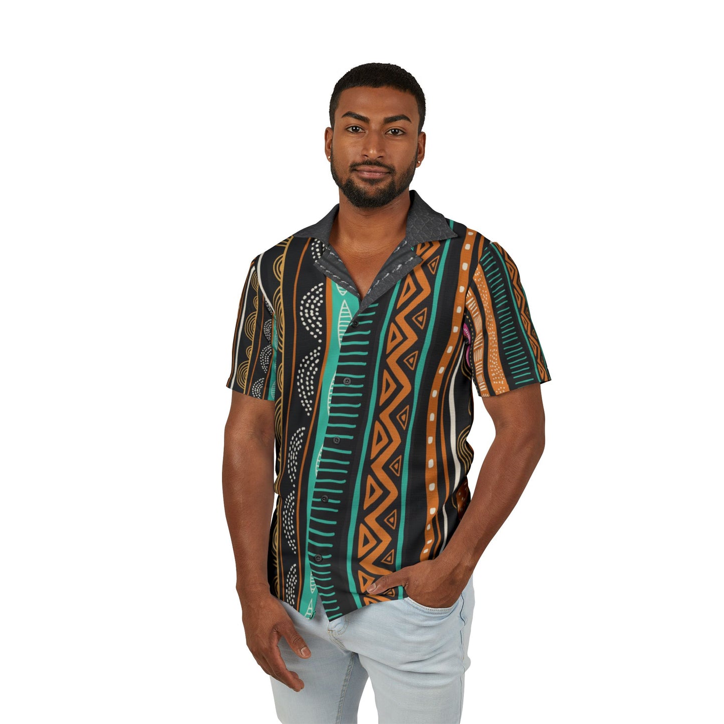 Men's Hawaiian Camp Shirt - Vibrant Tropical Print for Summer Fun