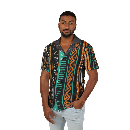 Men's Hawaiian Camp Shirt - Vibrant Tropical Print for Summer Fun