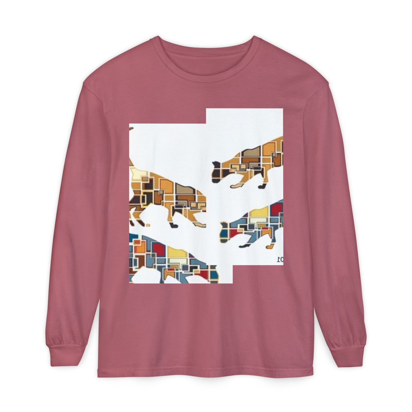 Artful Cat Silhouette Long Sleeve T-Shirt - Perfect for Animal Lovers
