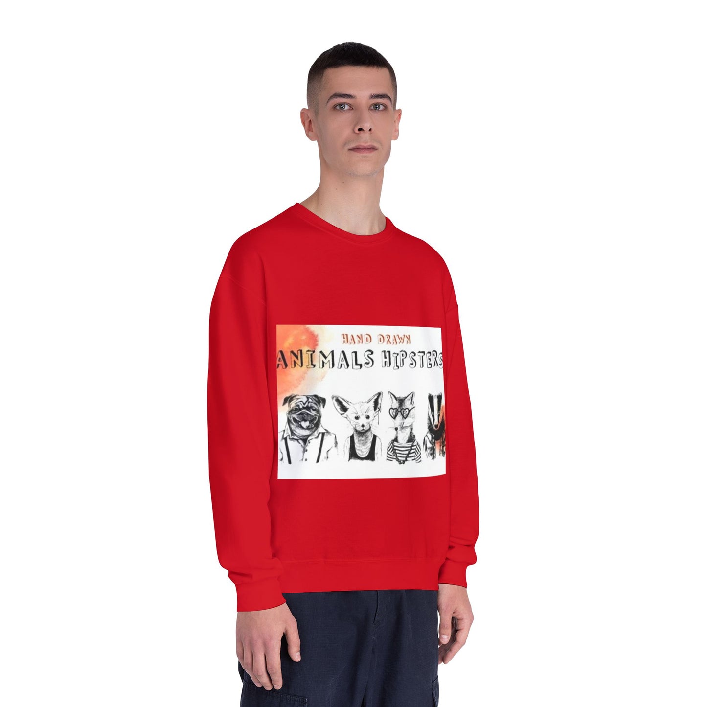 Hand Drawn Animals Hipsters Unisex Crewneck Sweatshirt