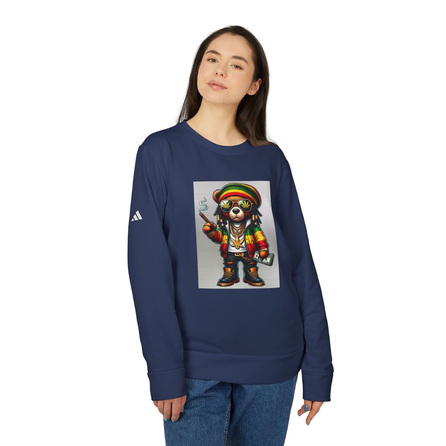 Rasta Bear Fleece Crewneck Sweatshirt - Unisex Chill Vibe