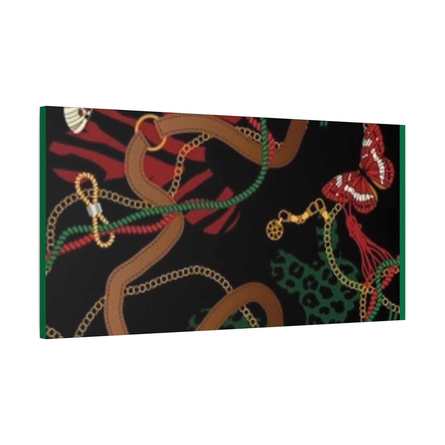 Elegant Matte Canvas Wall Art - Unique Mixed Pattern with Butterflies & Chains