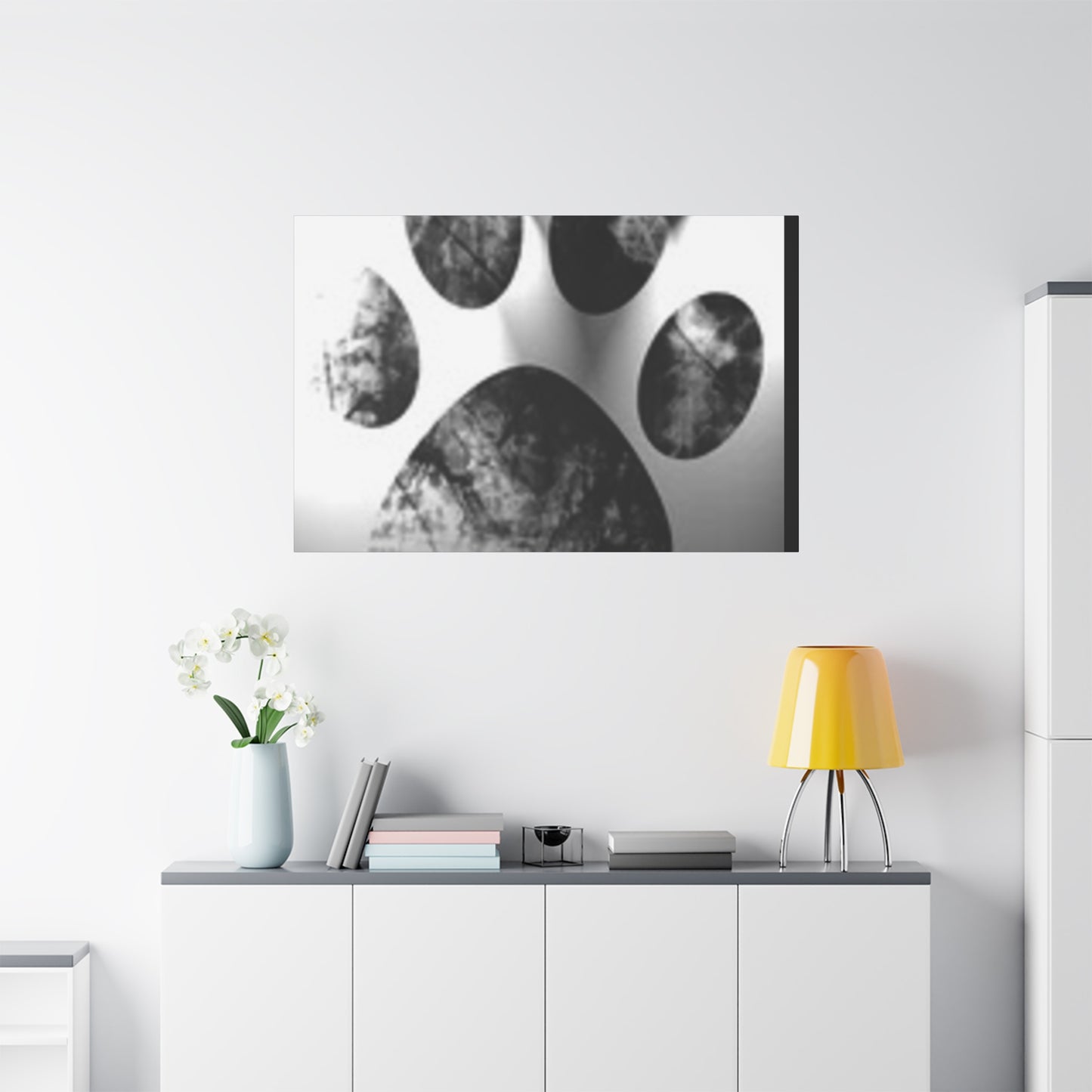 Black Paw Print Canvas Art - Modern Animal Decor for Pet Lovers