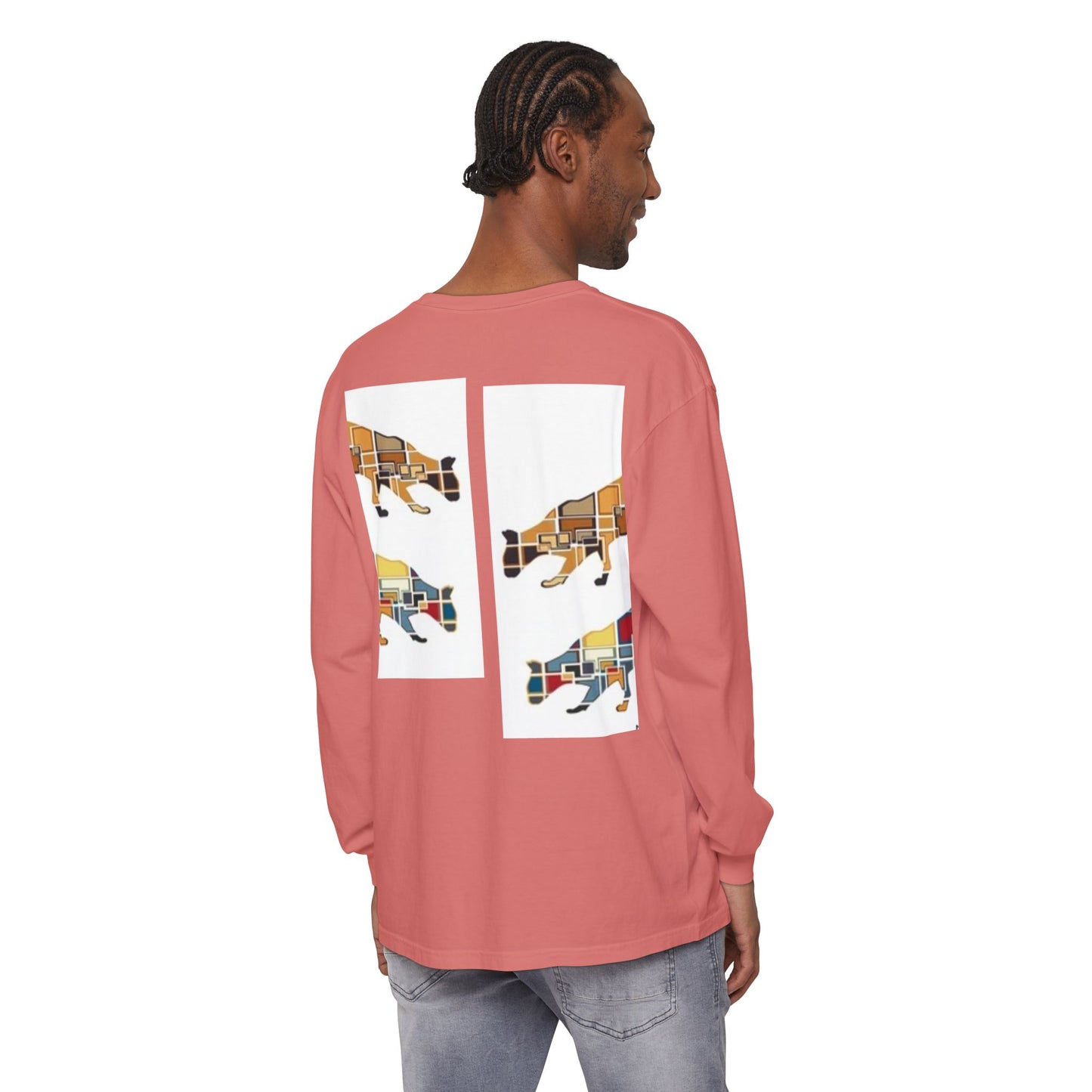 Artful Cat Silhouette Long Sleeve T-Shirt - Perfect for Animal Lovers