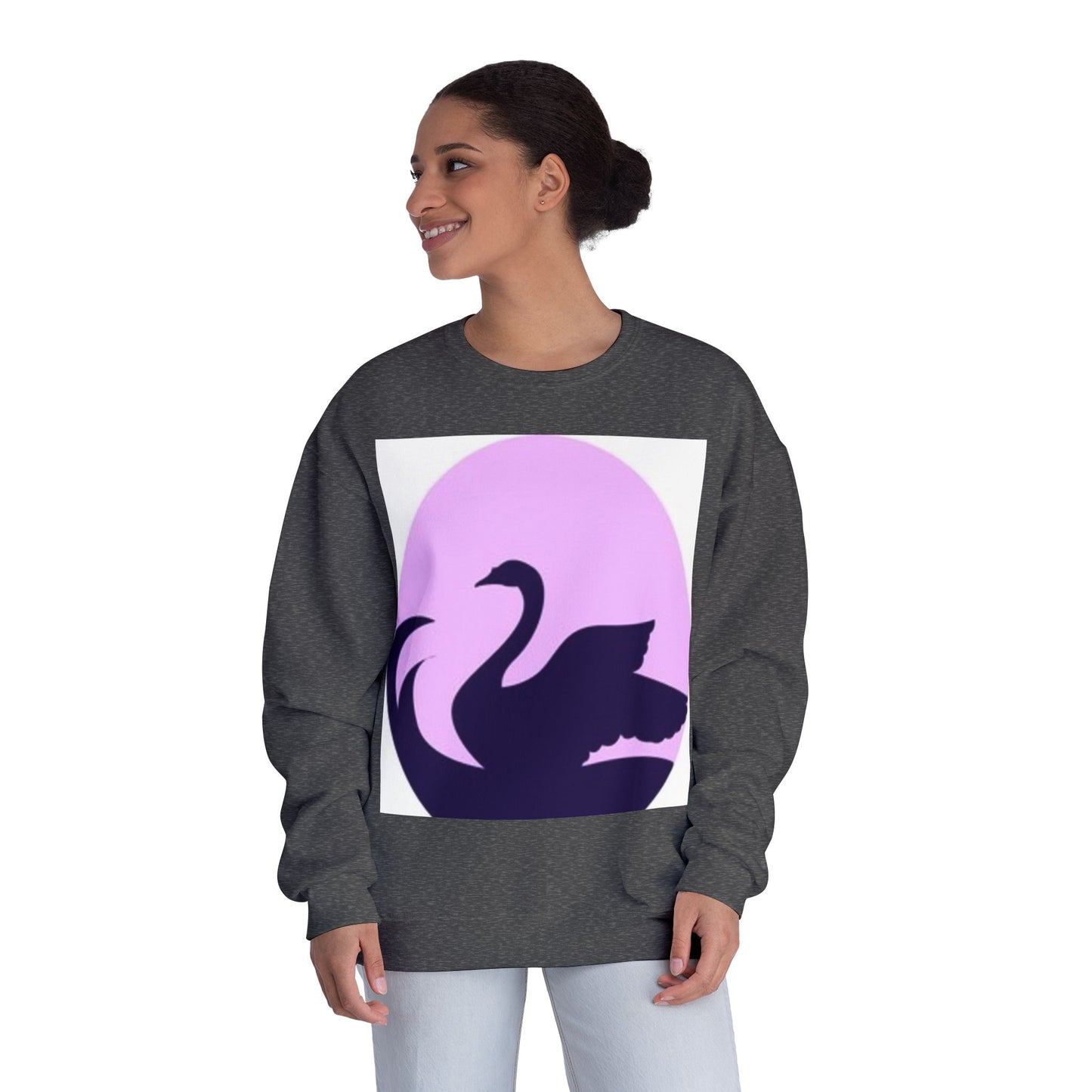 Elegant Swan Silhouette Unisex Crewneck Sweatshirt - Cozy Spring Fashion