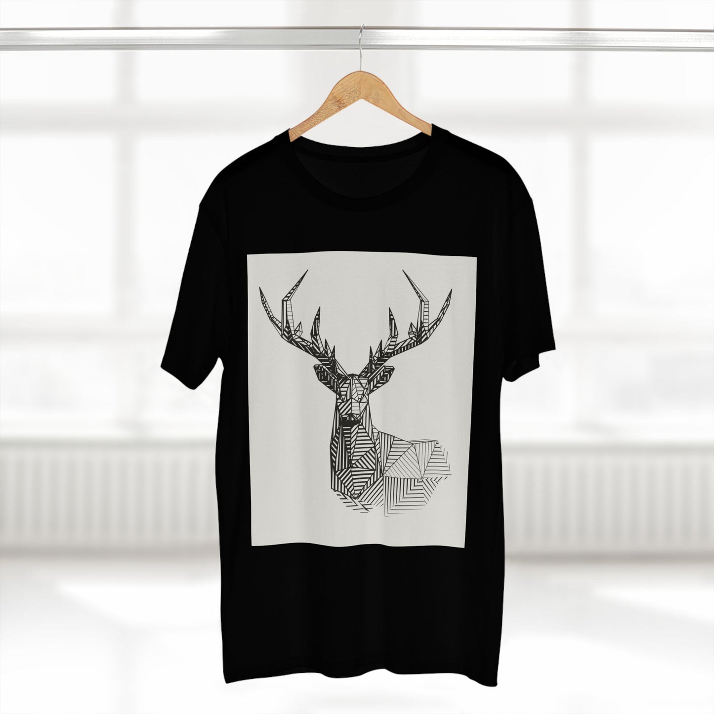 Geometric Deer & Spider Web Adult Staple Tee - Nature-Inspired Graphic T-Shirt for Outdoor Enthusiasts