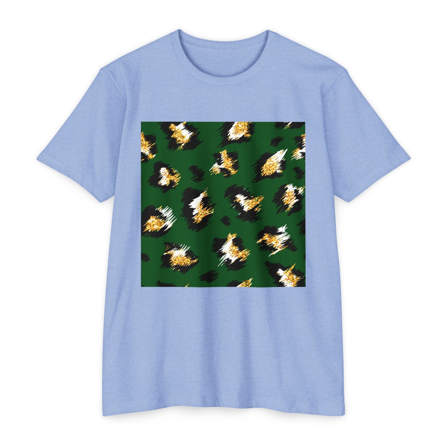 Unisex CVC Jersey T-Shirt - Vibrant Green Animal Print
