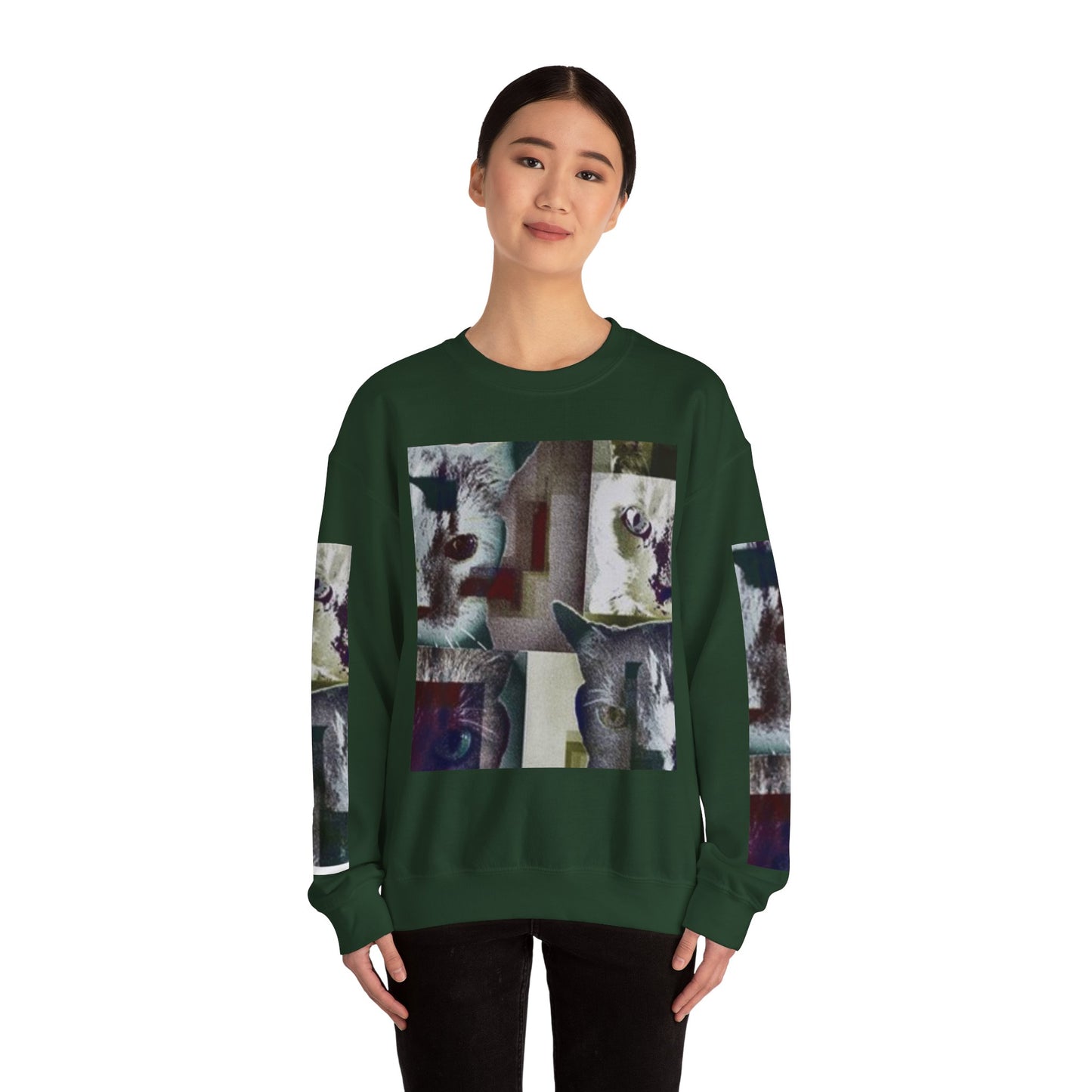 Cozy Cat Lover Crewneck Sweatshirt - Artistic Feline Design