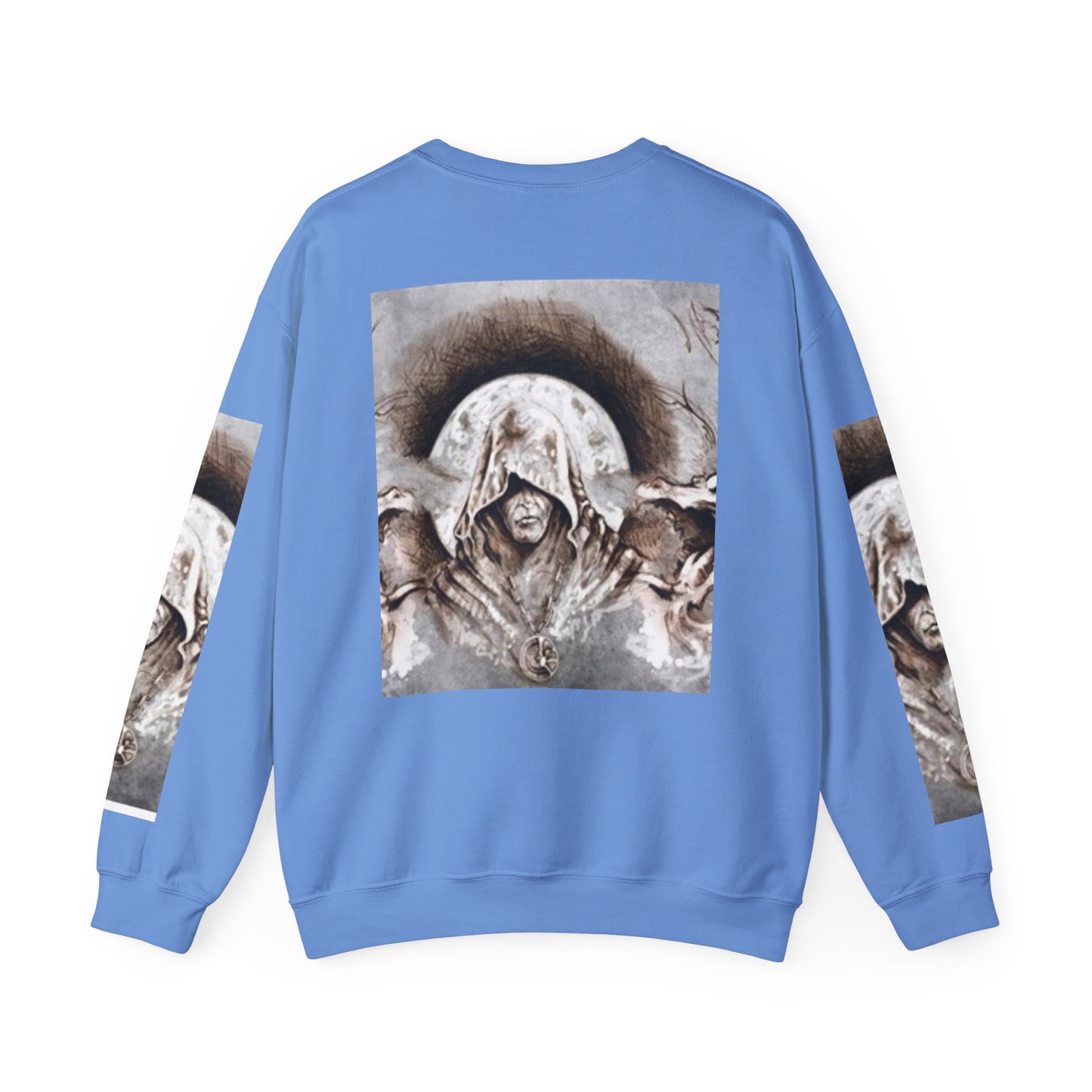 Mystical Hooded Figure Unisex Crewneck Sweatshirt - Fantasy Apparel for Dreamers