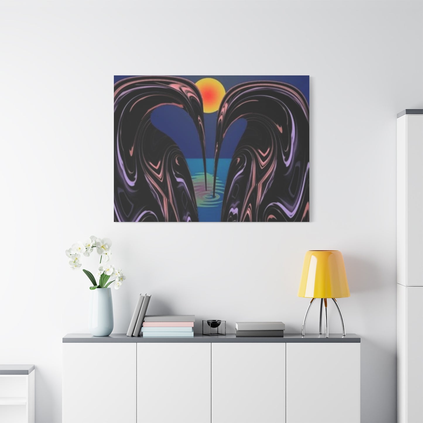 Romantic Abstract Canvas Art - Heart-Shaped Design for Home Decor