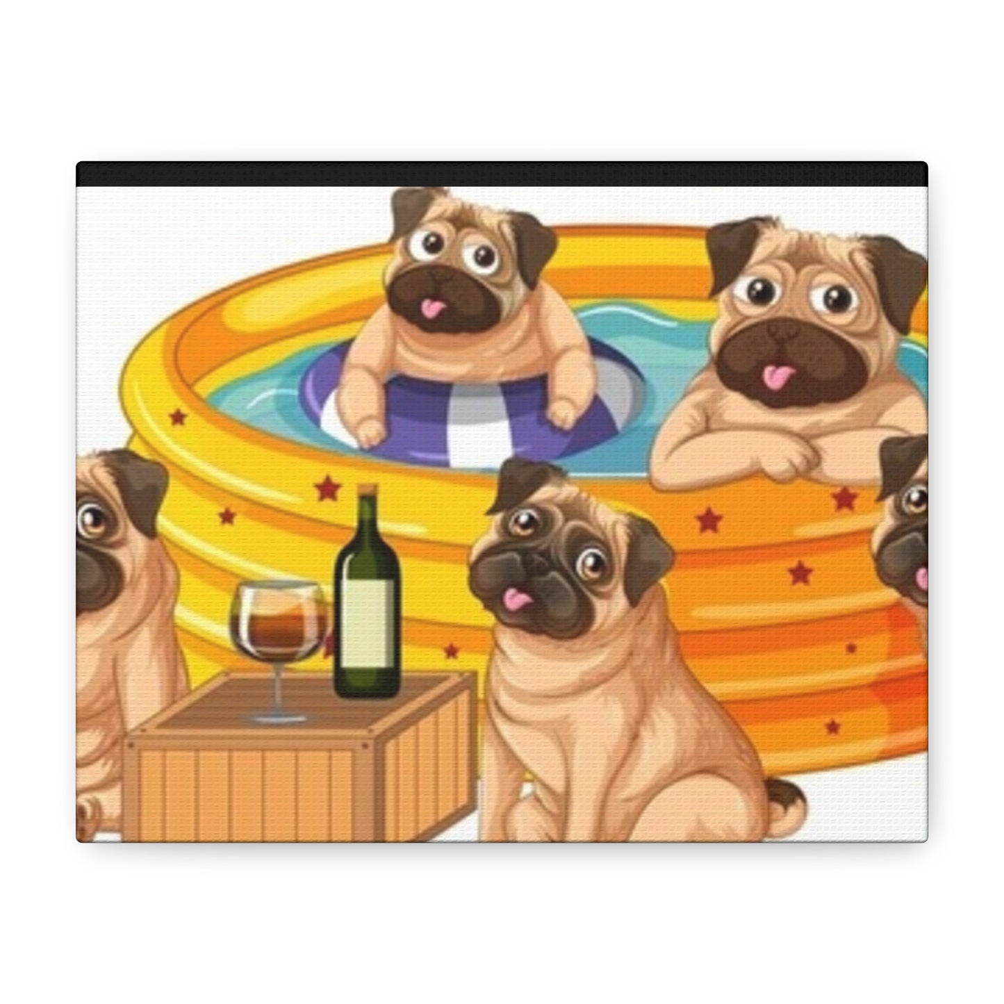 Pug Pool Party Canvas Art - Fun Pet Decor