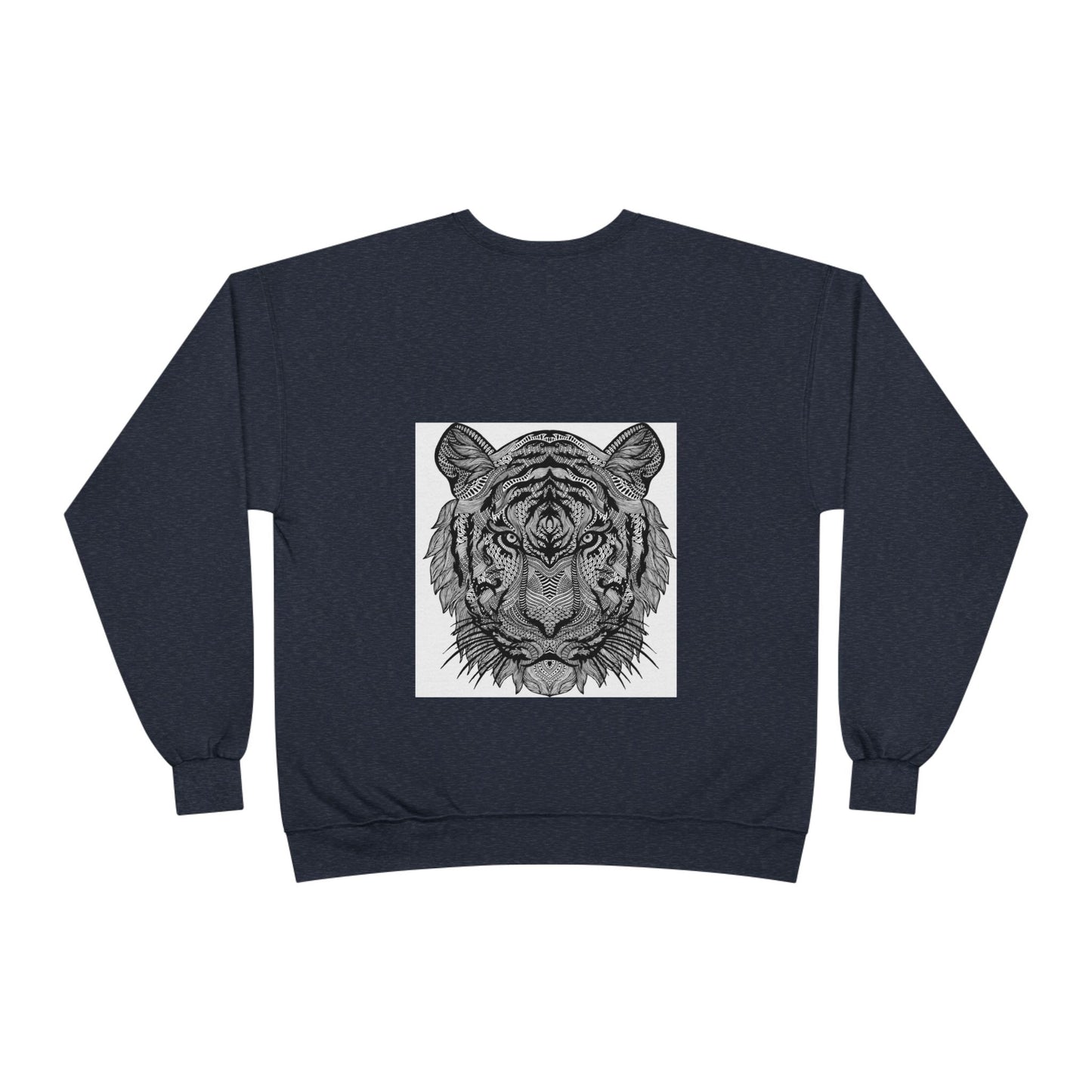 Unisex EcoSmart Tiger Graphic Crewneck Sweatshirt - Bold Black & White Design