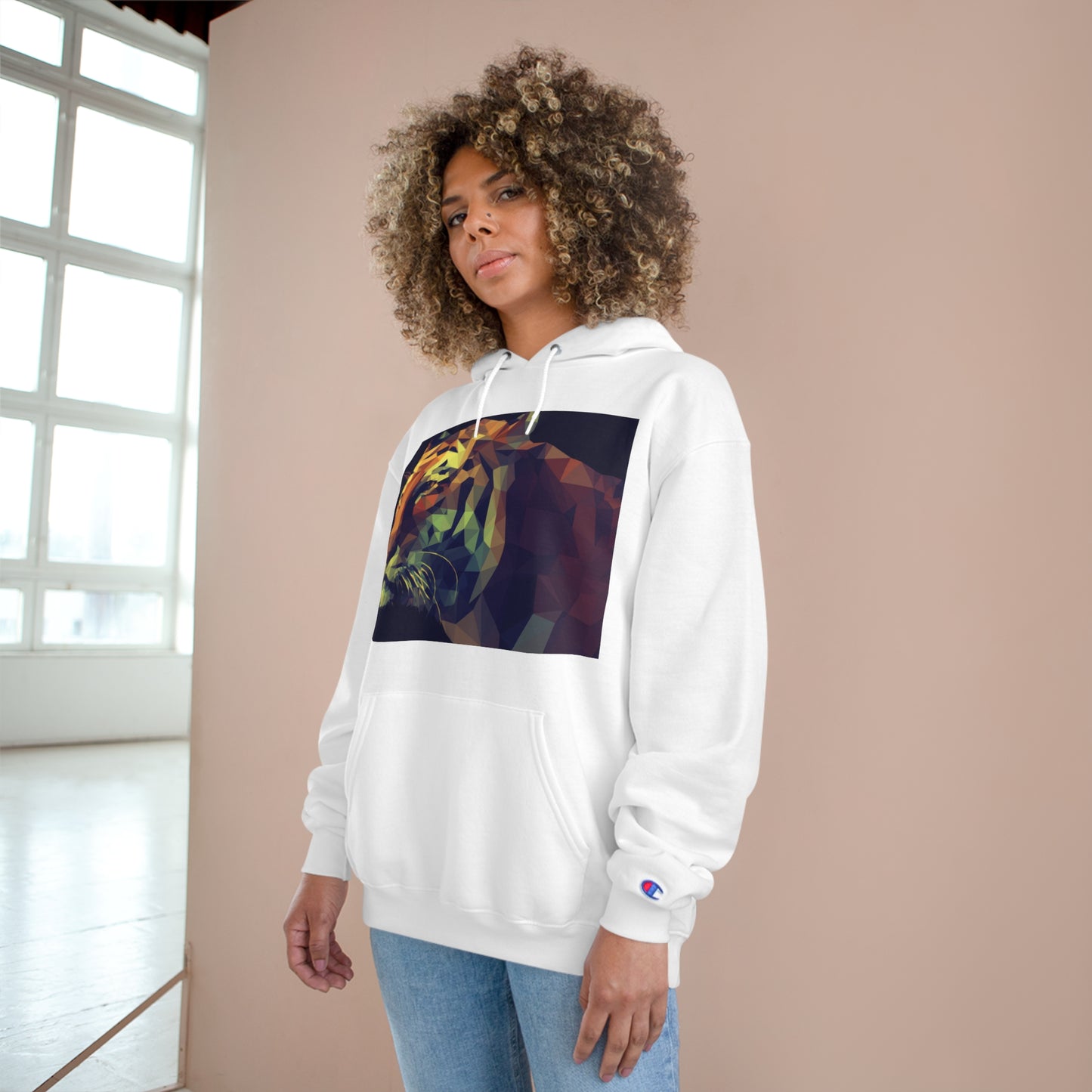 Champion Hoodie with Abstract Tiger Design - Perfect for Animal Lovers