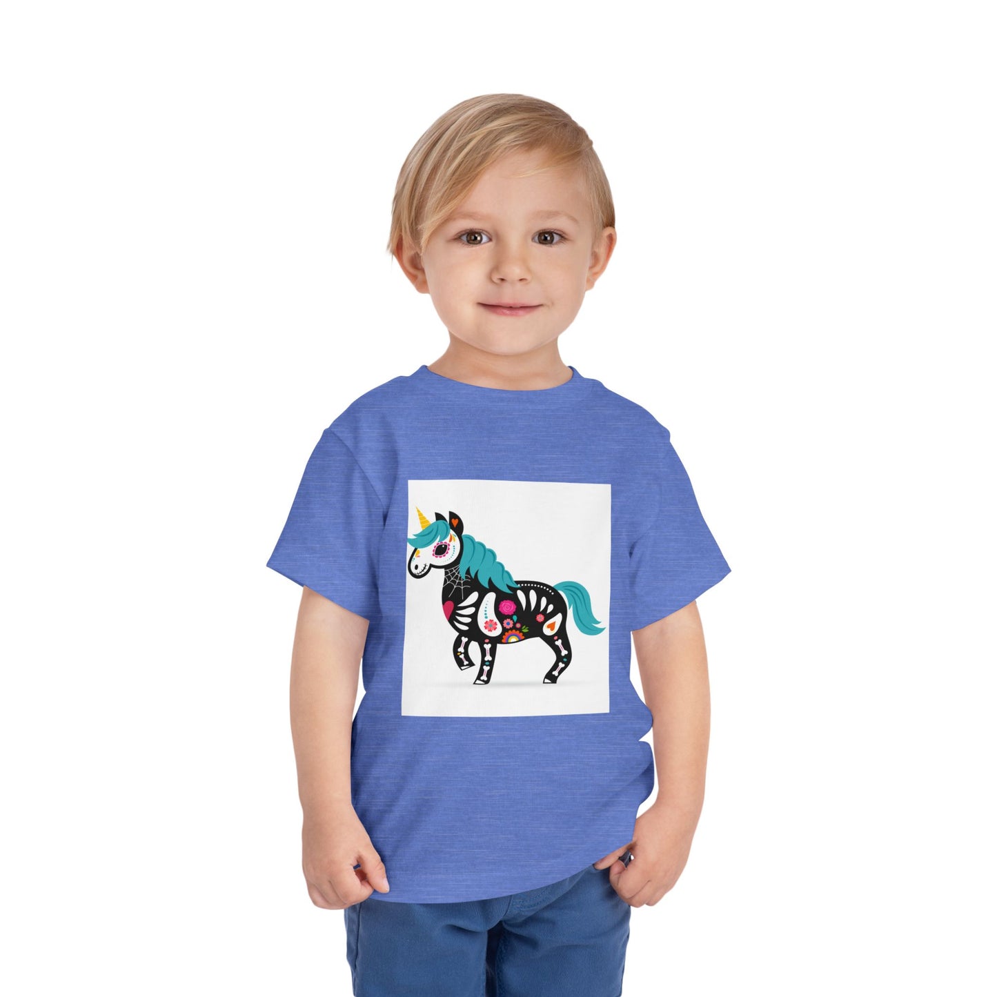 Toddler Skeleton Unicorn Tee - Cute Halloween Short Sleeve Shirt