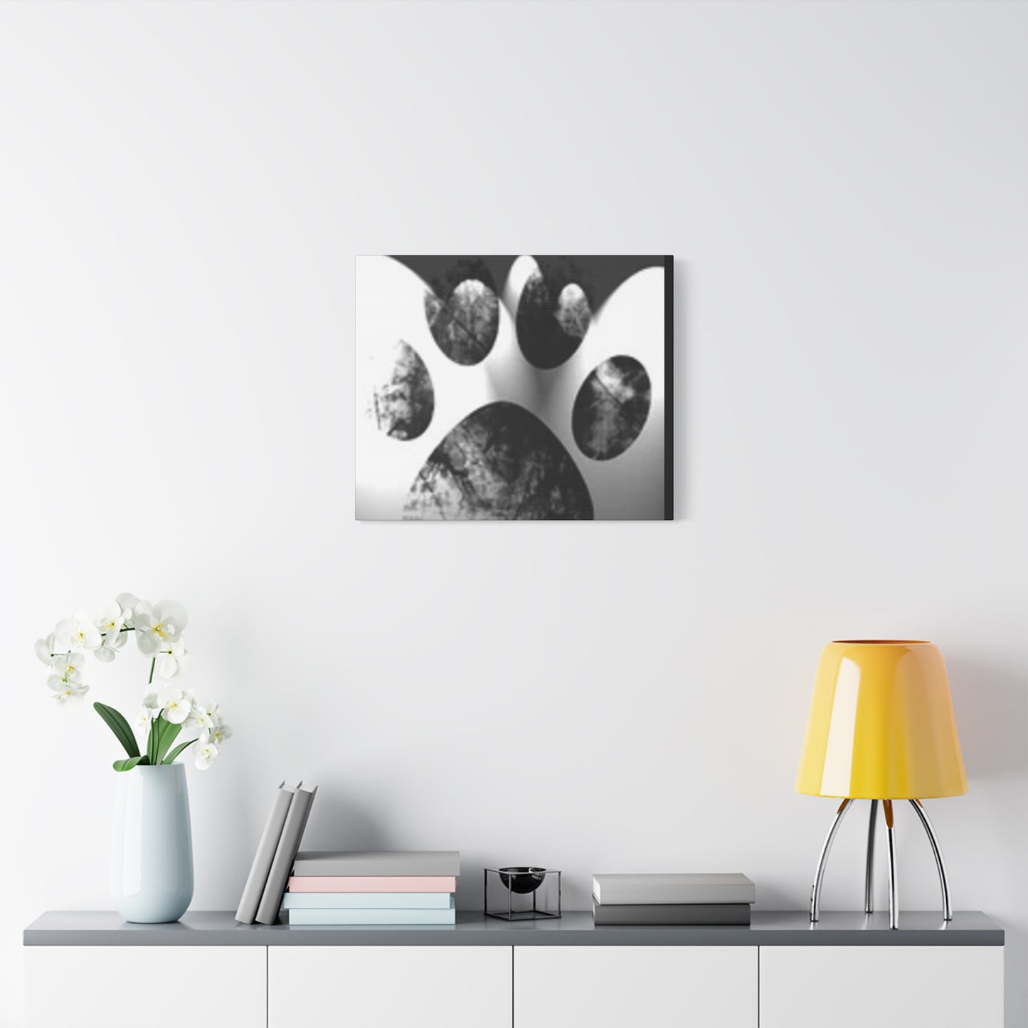 Black Paw Print Canvas Art - Modern Animal Decor for Pet Lovers
