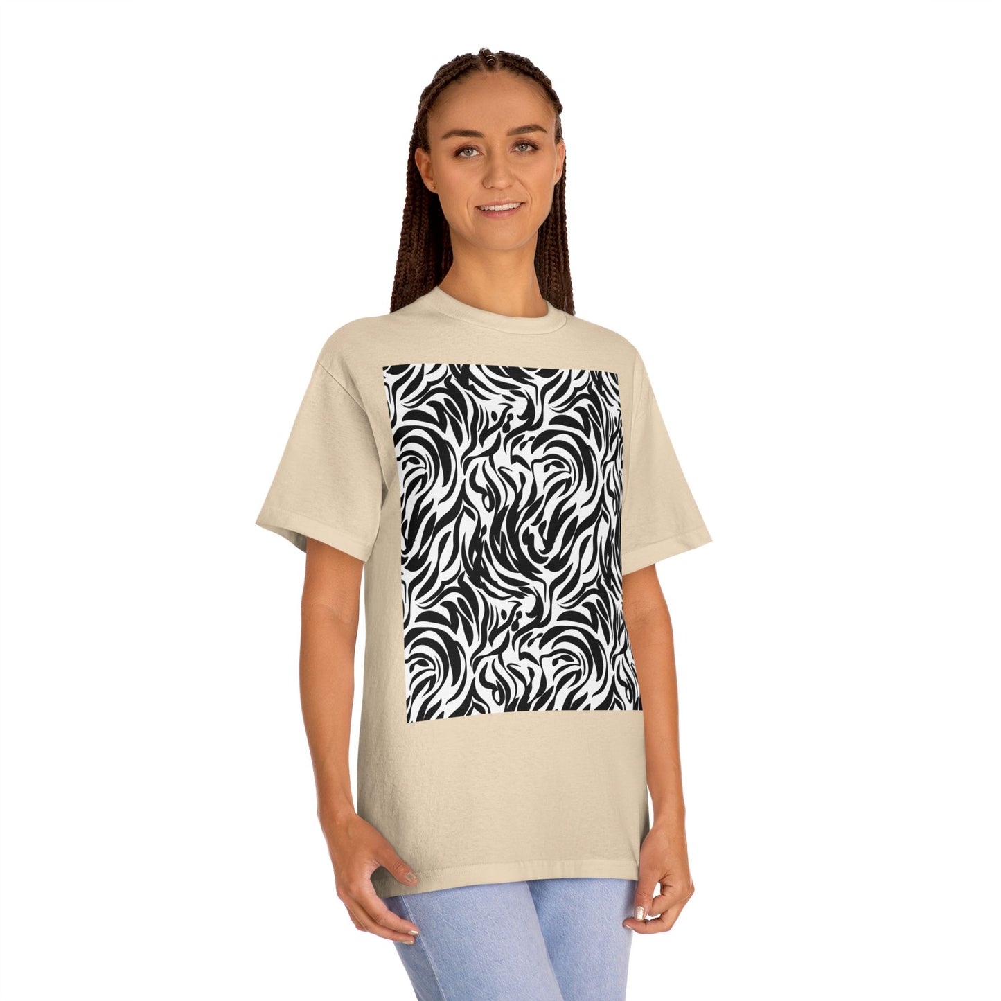 Black and White Abstract Waves Unisex Classic Tee