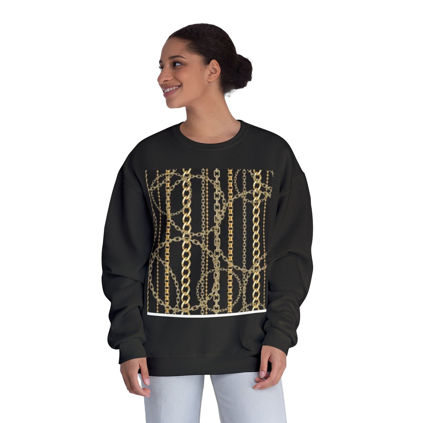 Chic Chain Pattern Unisex Crewneck Sweatshirt - Fashionable & Comfortable