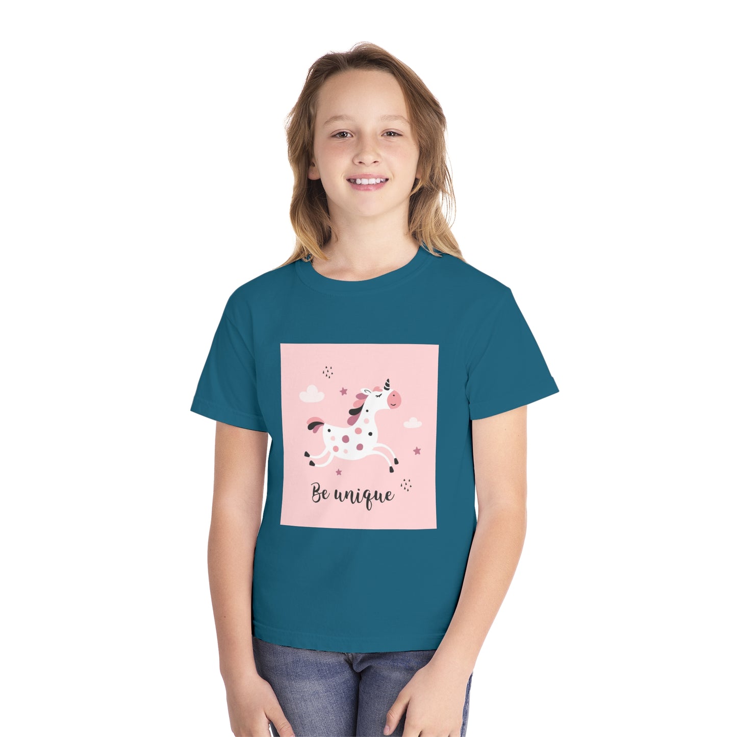 Girls' Unicorn T-Shirt - 'Be Unique' Midweight Tee