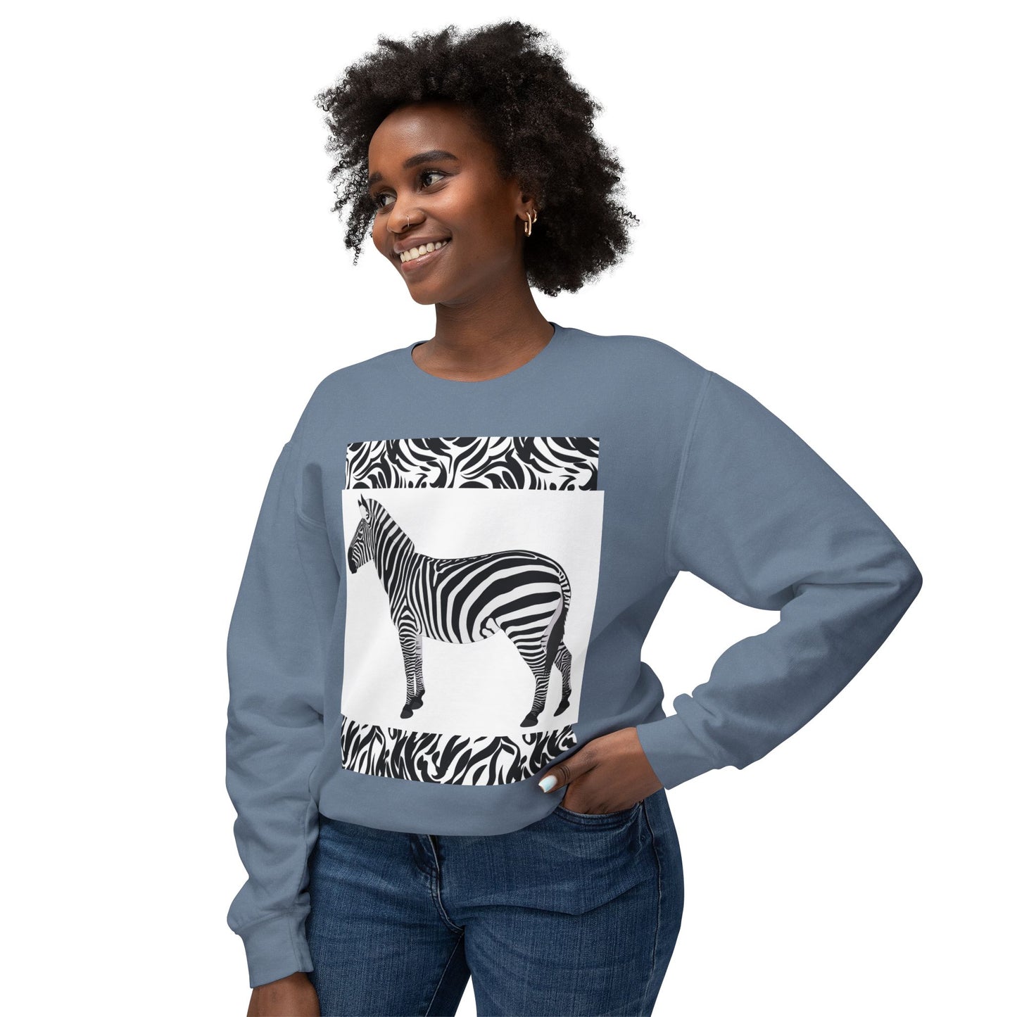Zebra Print Unisex Lightweight Crewneck Sweatshirt - Chic & Stylish Casual Wear