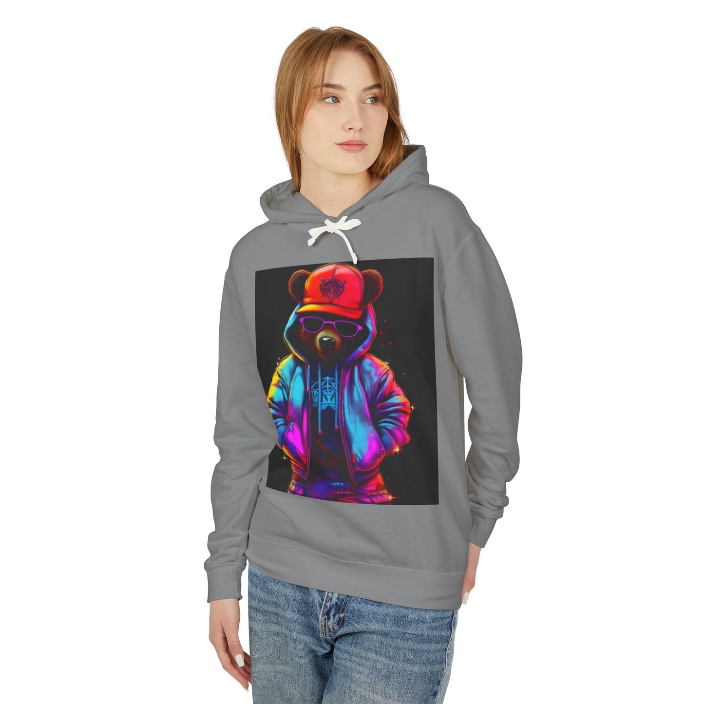 Urban Bear Graphic Hoodie - Unisex Lightweight Sweatshirt