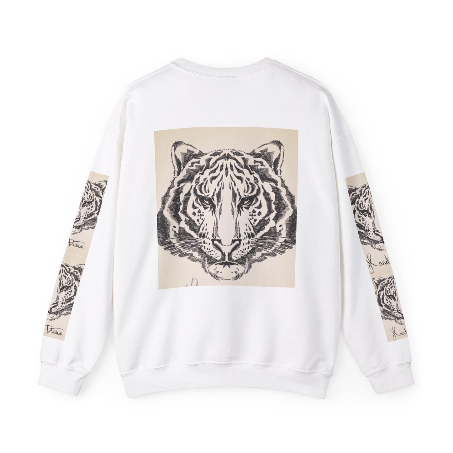 Artistic Tiger Print Crewneck Sweatshirt – Unisex Heavy Blend