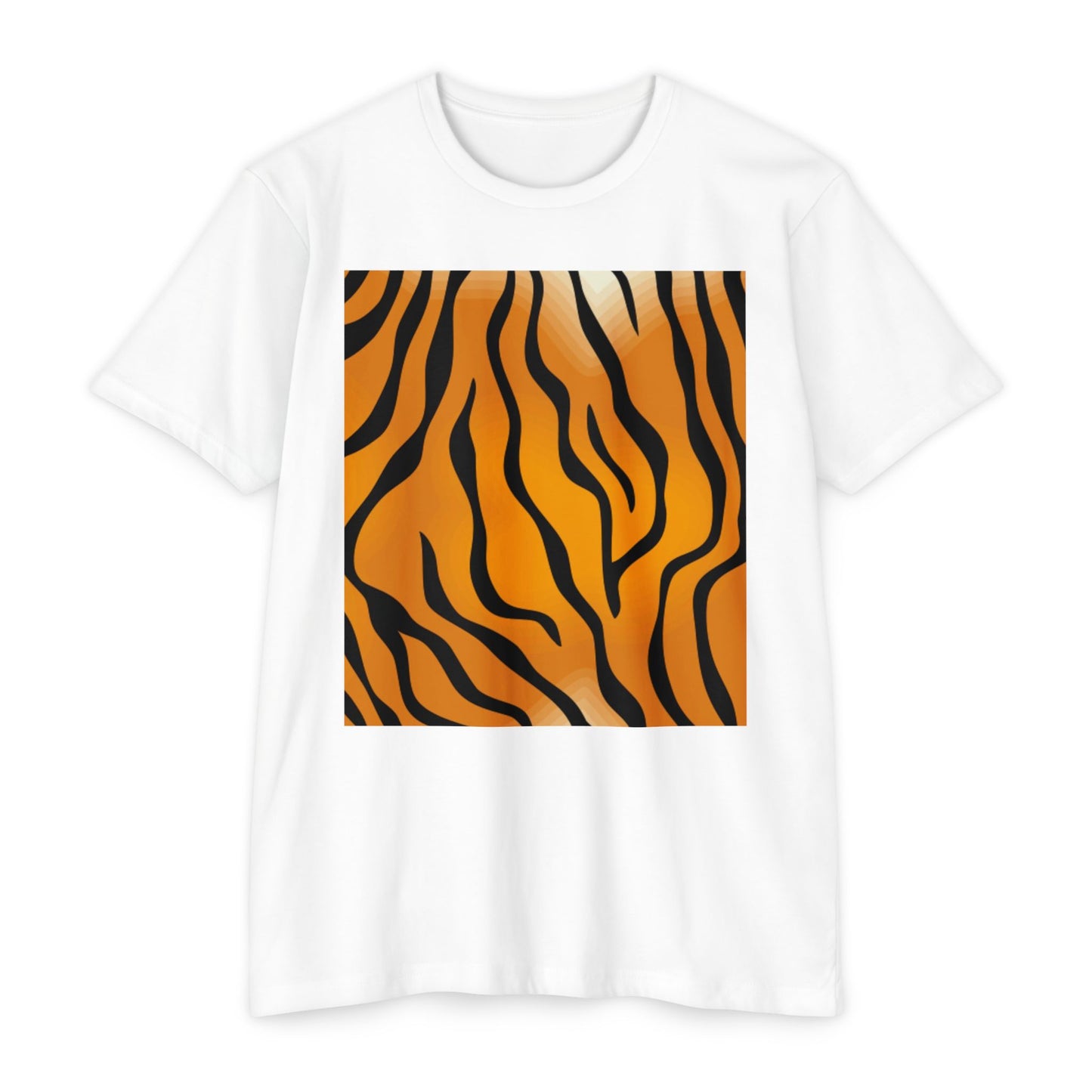 Unisex Tiger Stripe CVC Jersey T-Shirt - Bold Wild Pattern for Casual Wear