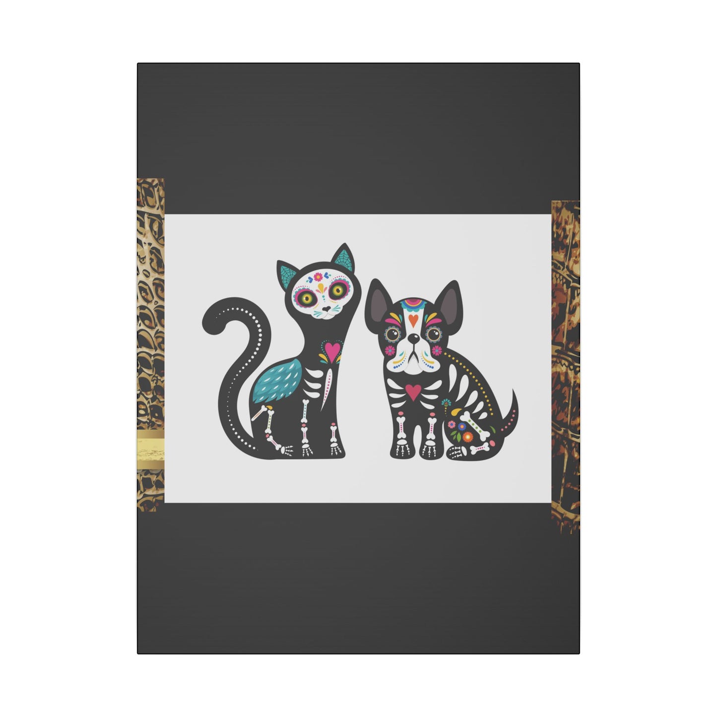 Day of the Dead Pet Canvas Art - Colorful Cat and Dog Wall Decor