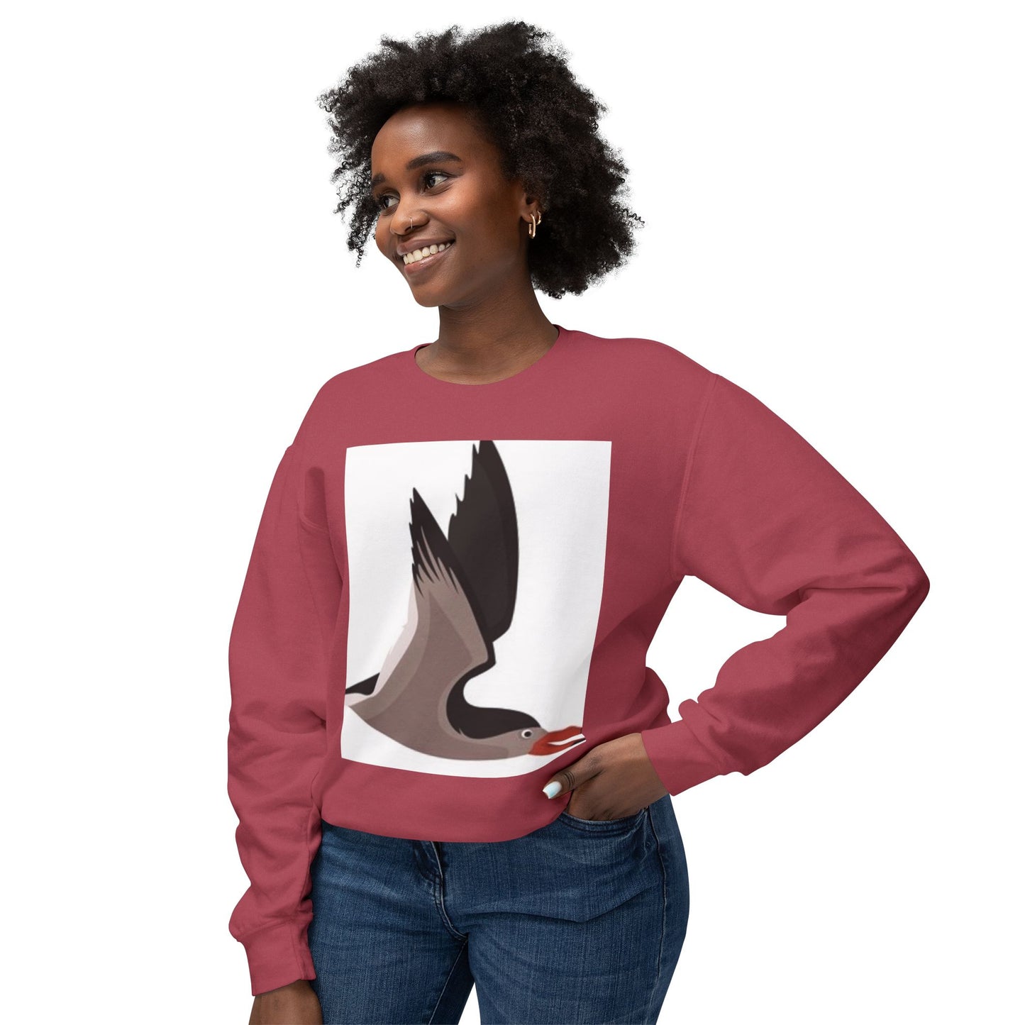 Unisex Sweater with Bird Graphic - Lightweight Crewneck Sweatshirt for Nature Lovers