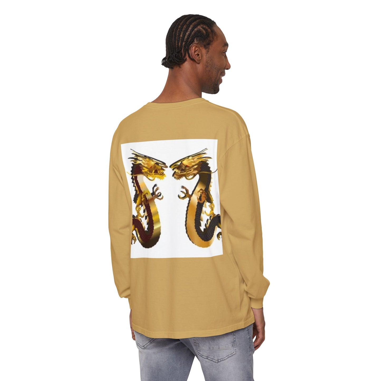 Dragon Duel Unisex Long Sleeve T-Shirt - Garment-Dyed Art Tee