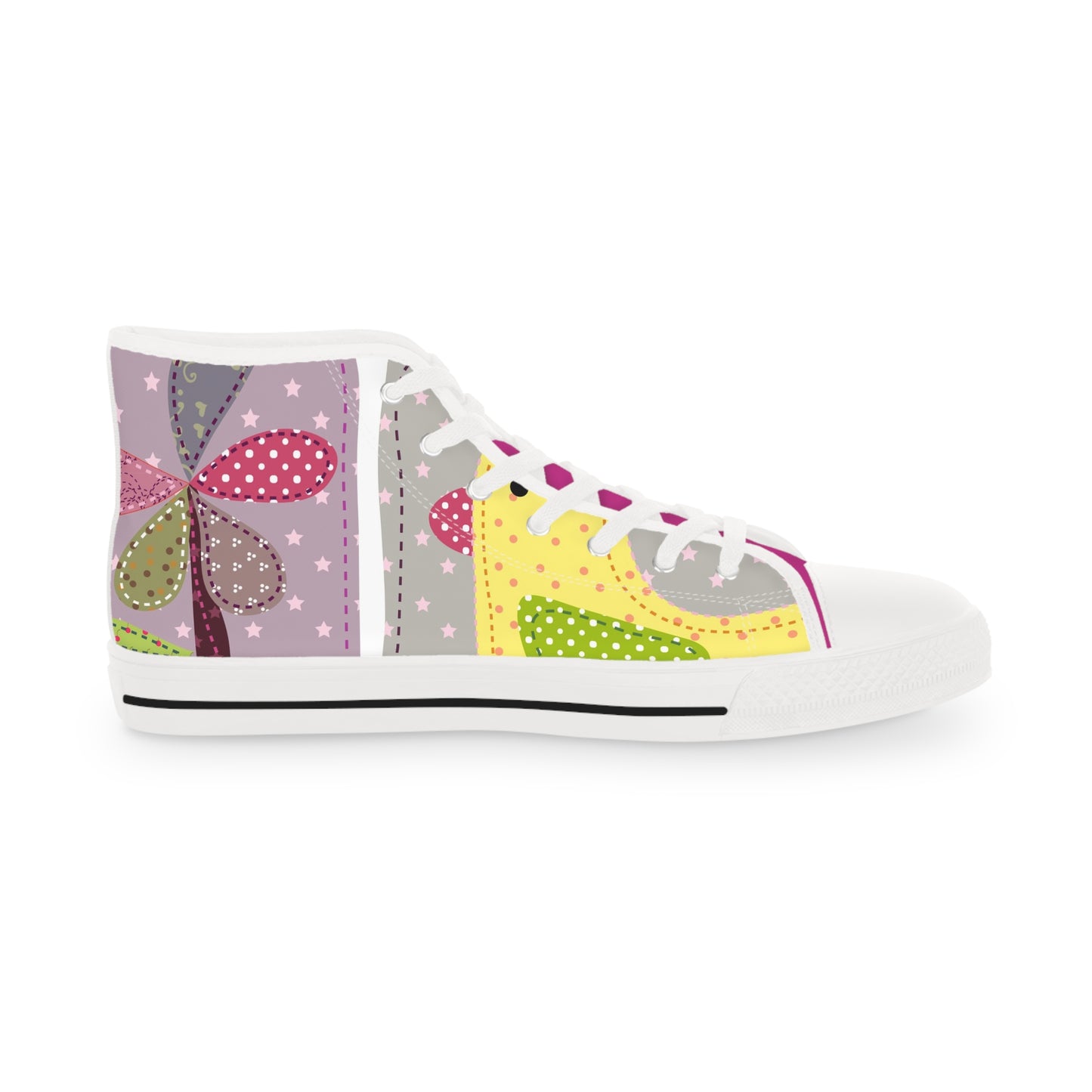 Men's High Top Sneakers - Vibrant Pink Fish Design