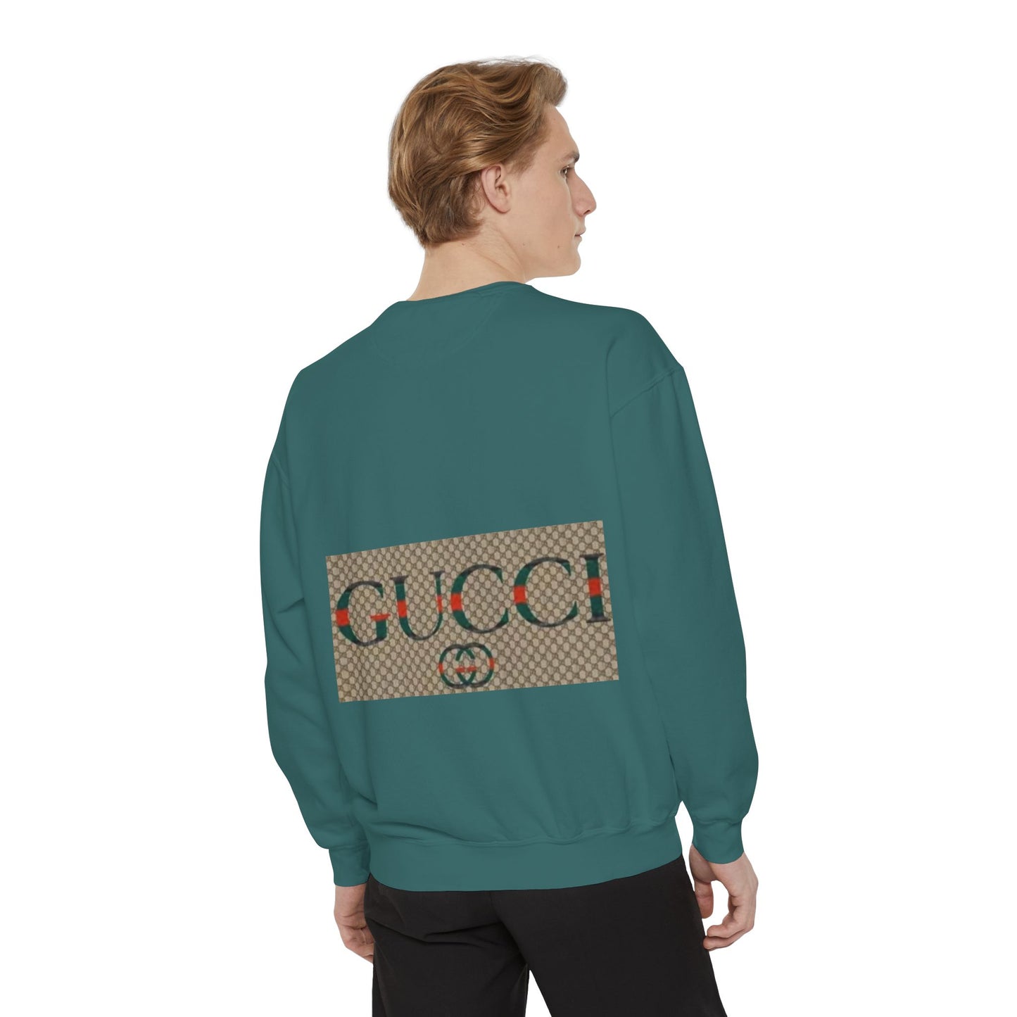 Fashionable Unisex Garment-Dyed Sweatshirt with GUCCI Design