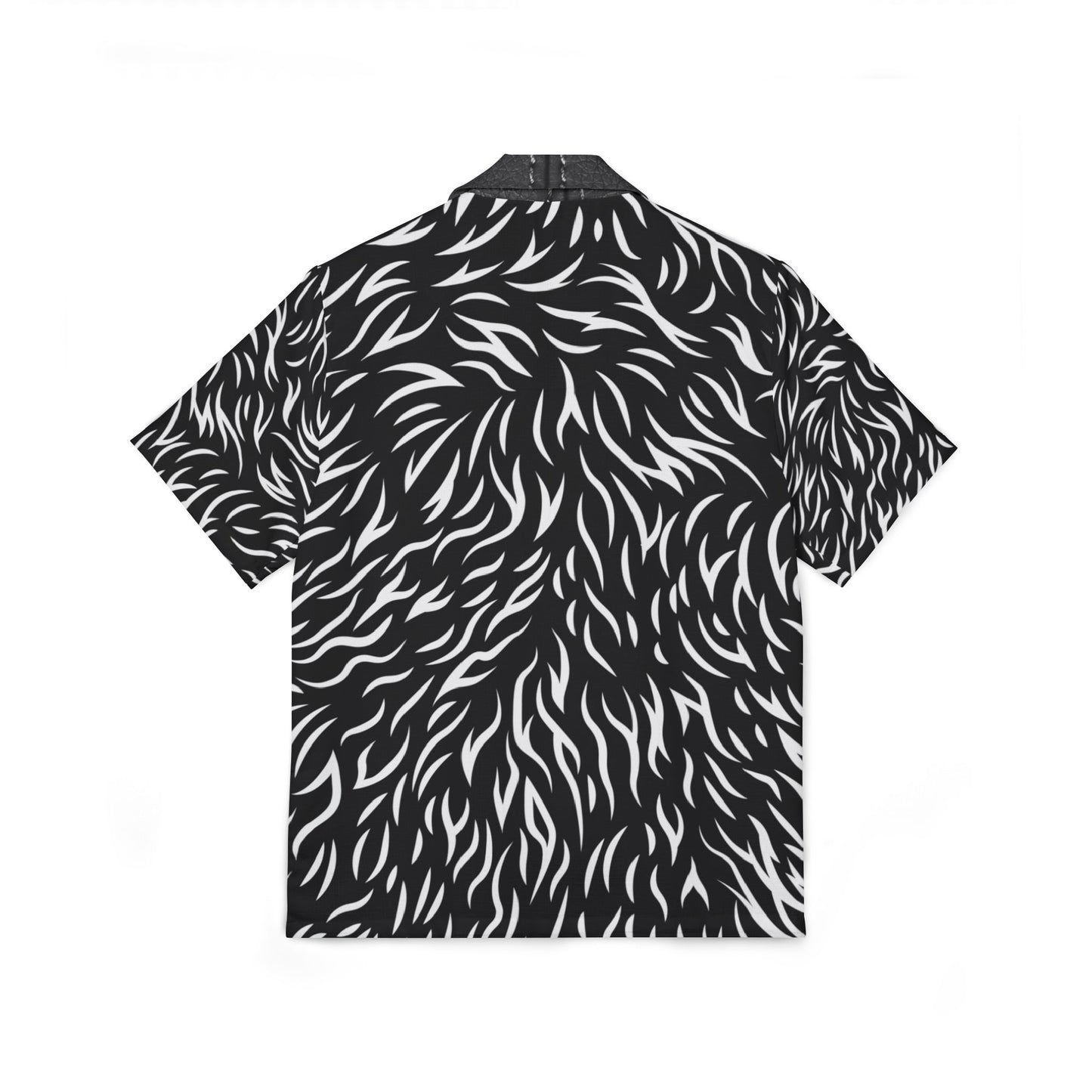 Stylish Men's Hawaiian Camp Shirt - Black Wave Design