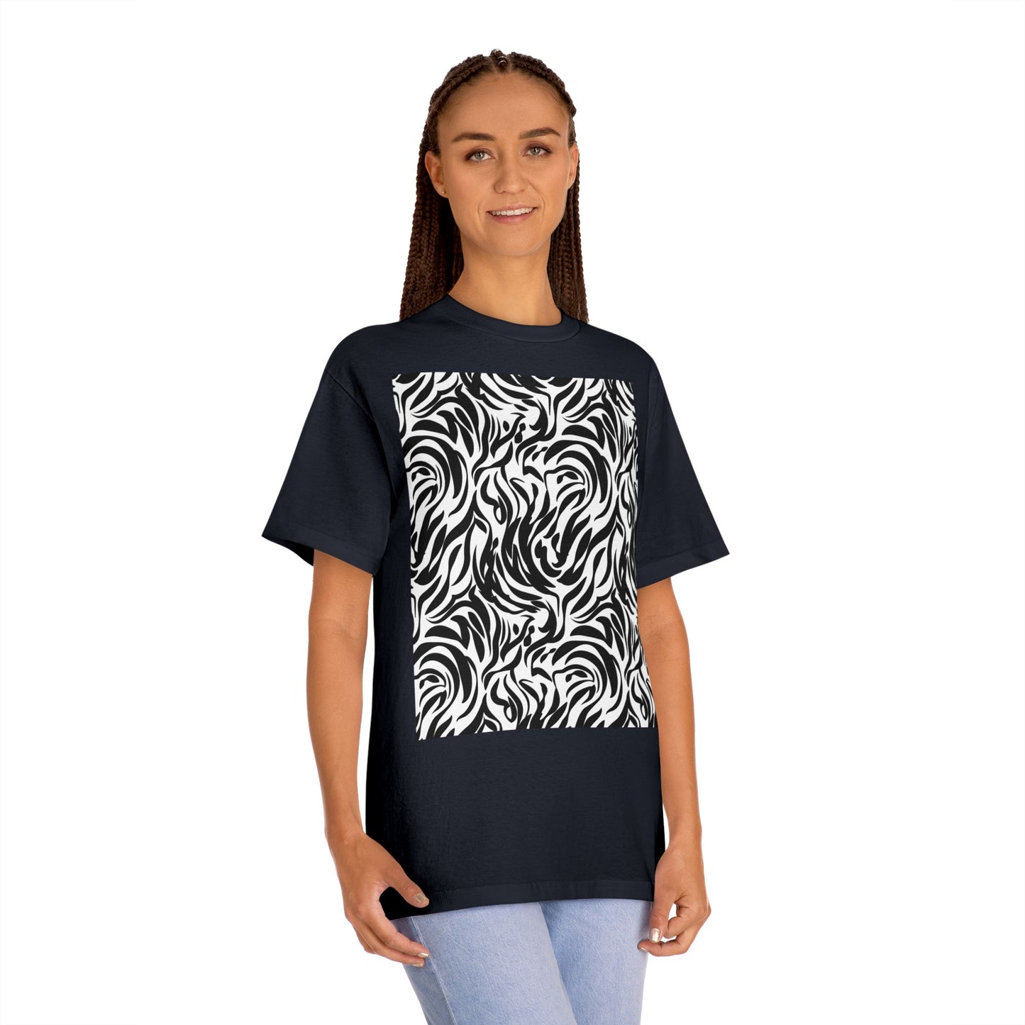 Black and White Abstract Waves Unisex Classic Tee