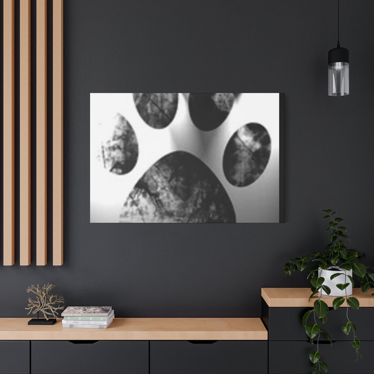 Black Paw Print Canvas Art - Modern Animal Decor for Pet Lovers