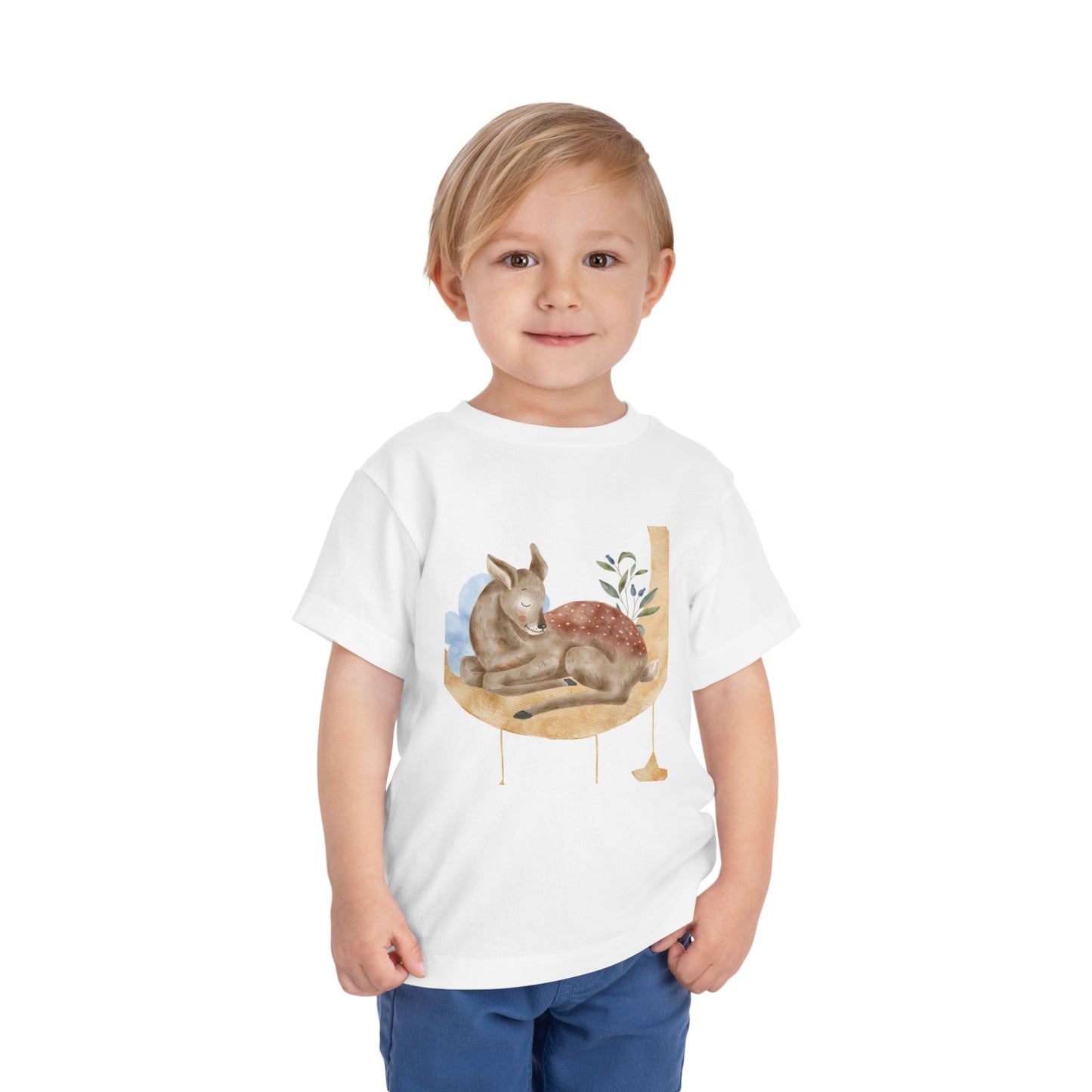 Whimsical Fawn Toddler Tee - Cute Short Sleeve Shirt for Kids