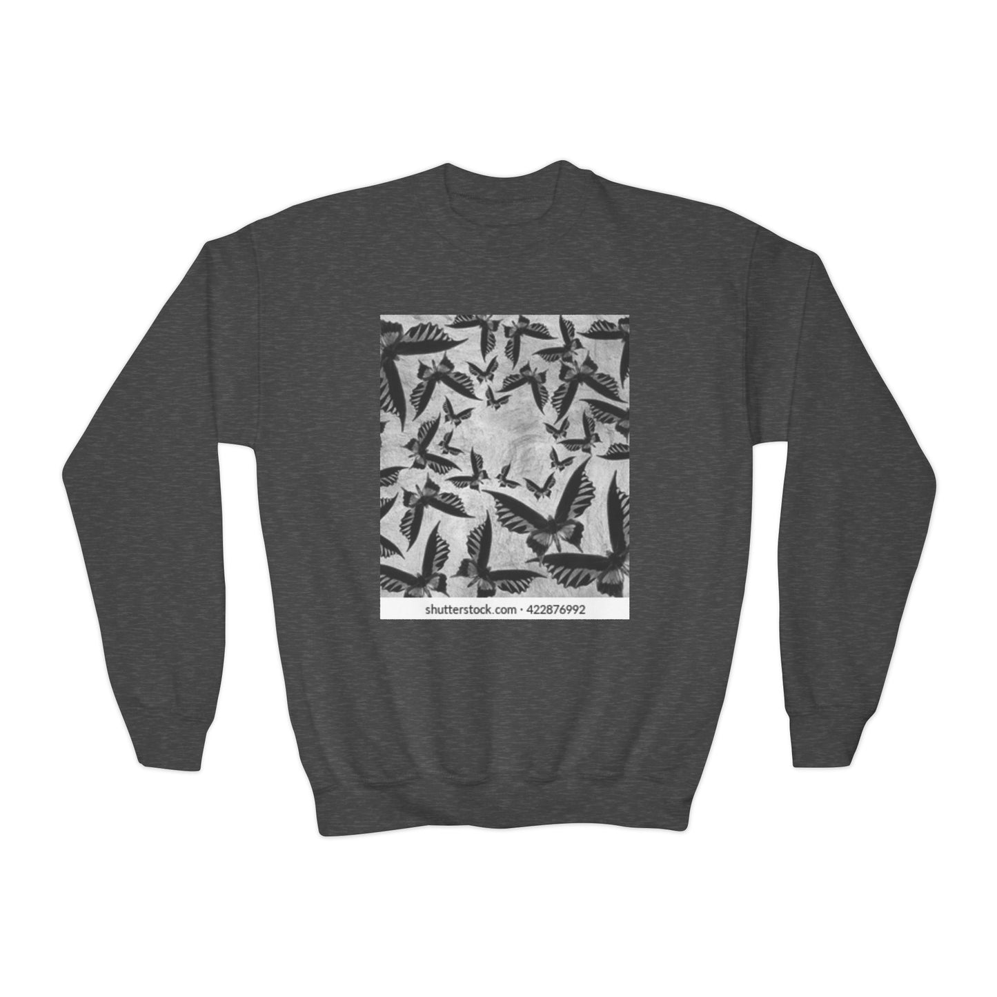 Youth Crewneck Sweatshirt - Stylish Black & White Bird Design
