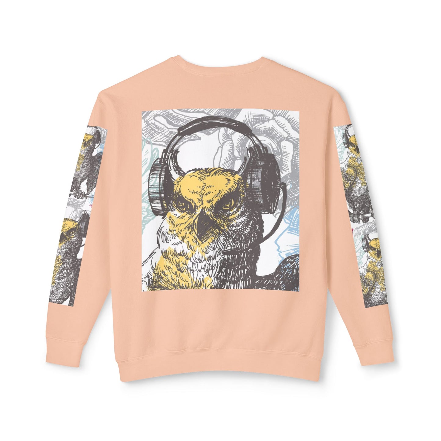 Music Lover's Owl Graphic Crewneck Sweatshirt - Unisex Lightweight Design