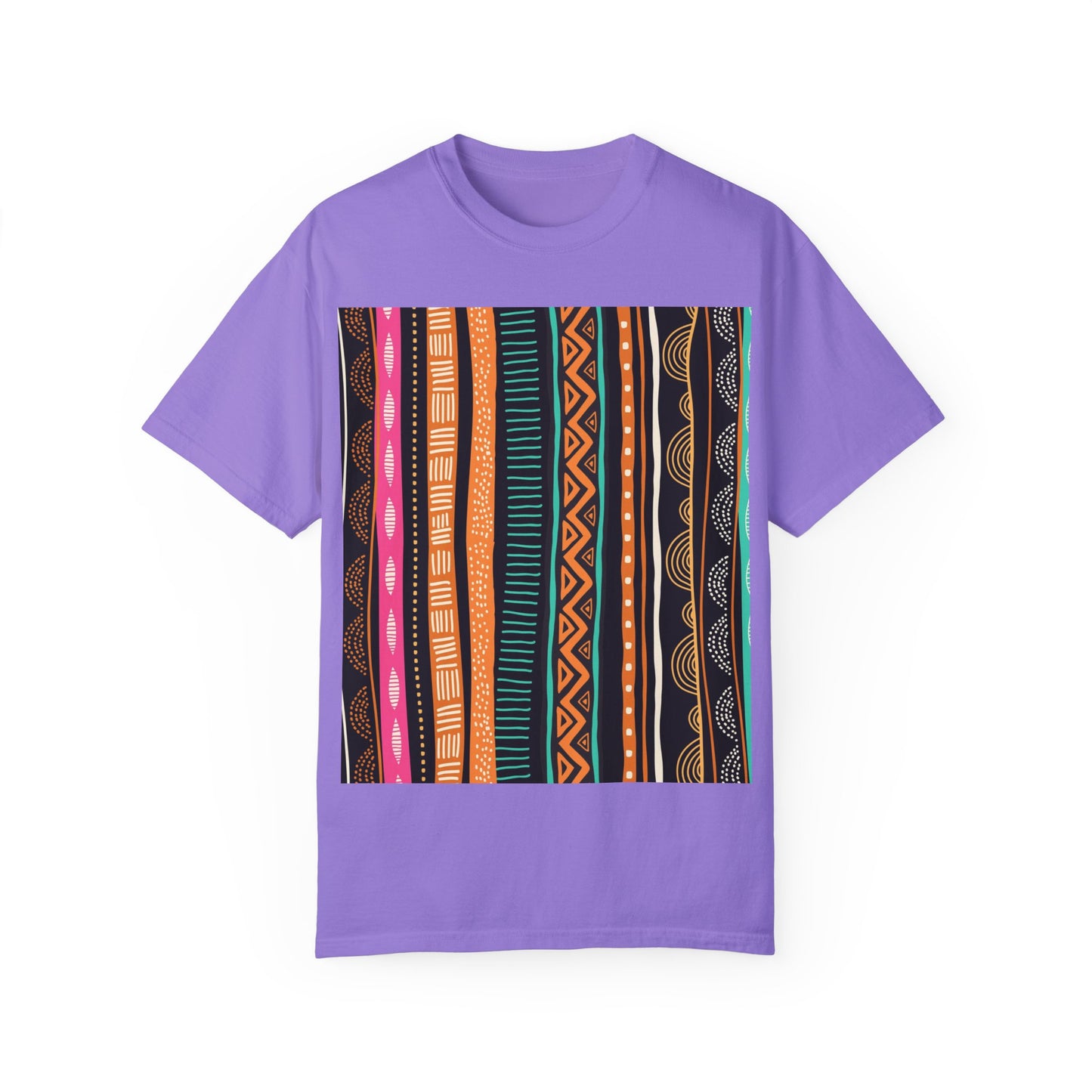 Vibrant Graphic Unisex T-Shirt - Colorful Tribal Stripes Design