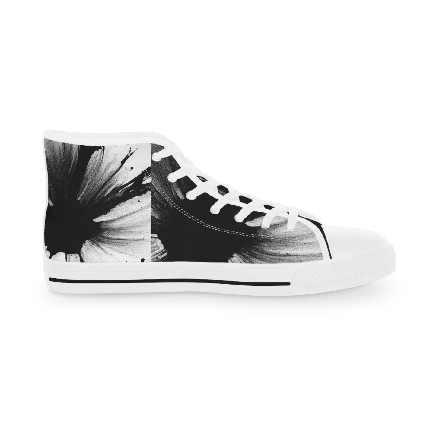 Stylish Black and White High Top Sneakers for Men - Trendy Art-Inspired Footwear