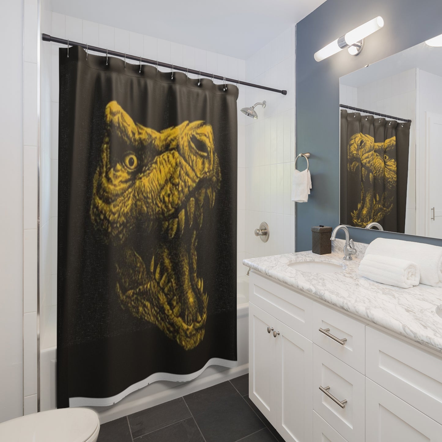 Dinosaur Shower Curtain - Bold T-Rex Design for a Unique Bathroom Decor