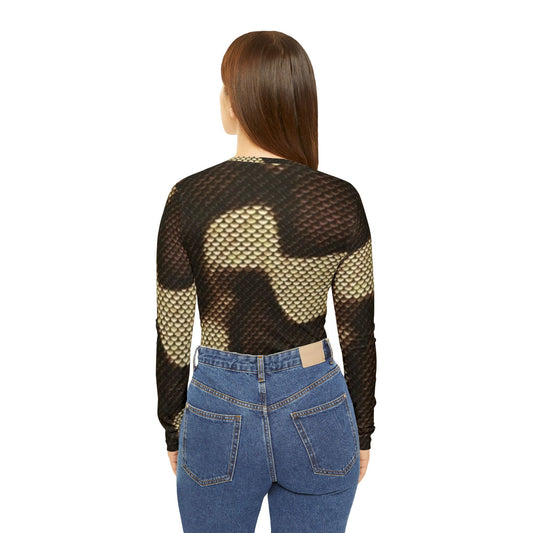 Stylish Women's Long Sleeve V-Neck Shirt - Trendy Camouflage Design